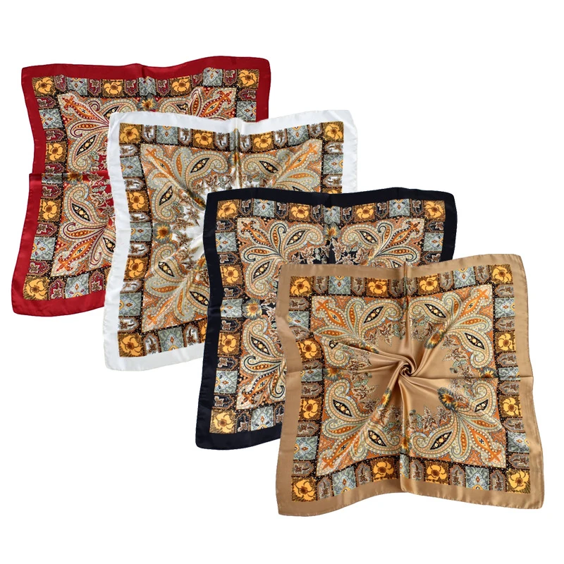 Custom Digital Printed Head Silk Hair Scarf Bandana Designer Wholesale Satin Silk Twill Scarf