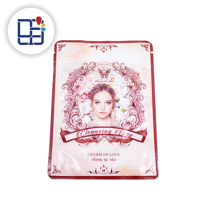 Standing Aluminum Foil Bag Zip Lock Custom Sheet Mask Packaging Cosmetics Cleansing Soap Satchel Pack