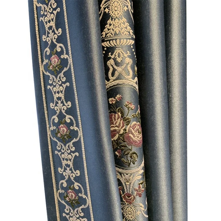 Eco-friendly Italy Pattern Colorful Stylish Newest Embroidery European Blackout Velvet Curtain Fabric