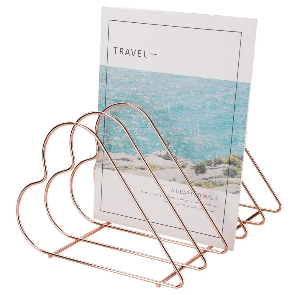 Modern Metal Iron Display 5 Slot Magazine Holder File Sorter Office Accessories Desk Organizer