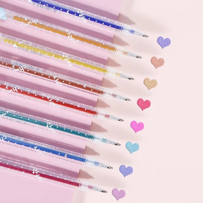 Set Quicksand Glittering Roller Shaking Color Colored Ink Roll Mini Rollerball No Duplicate Coloring Liquid Glitter Gel Pen