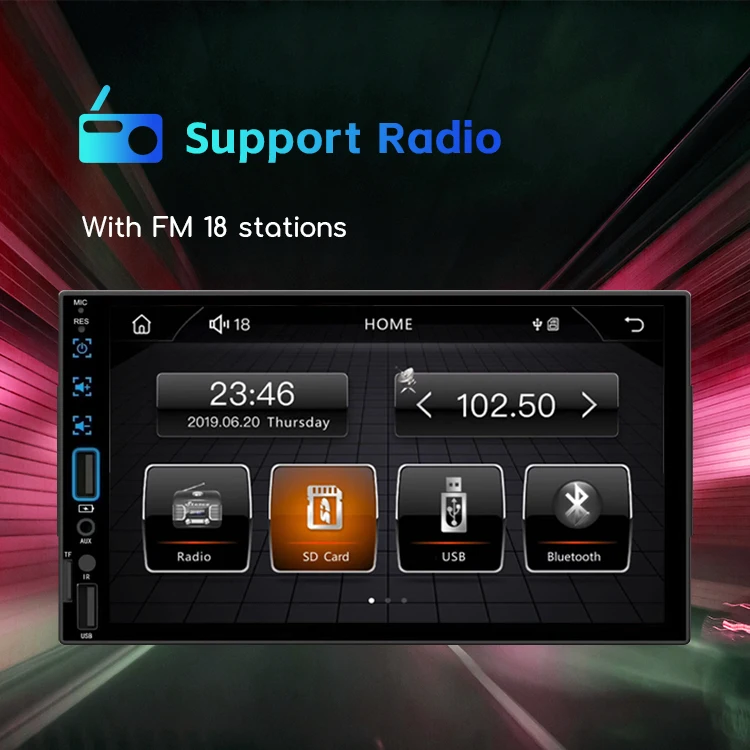 Zmecar 2 Din Car StereoAuto Radio Car MP5 Player 7inch Touch Screen BT USB FM Rear View Camera car video