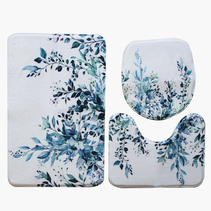 Bath Rug Set 2 Piece Bathroom Contour Rug Toilet Mat Sets Non Slip Microfiber Bath Shower Mat U-Shaped Toilet Rug Combo Set