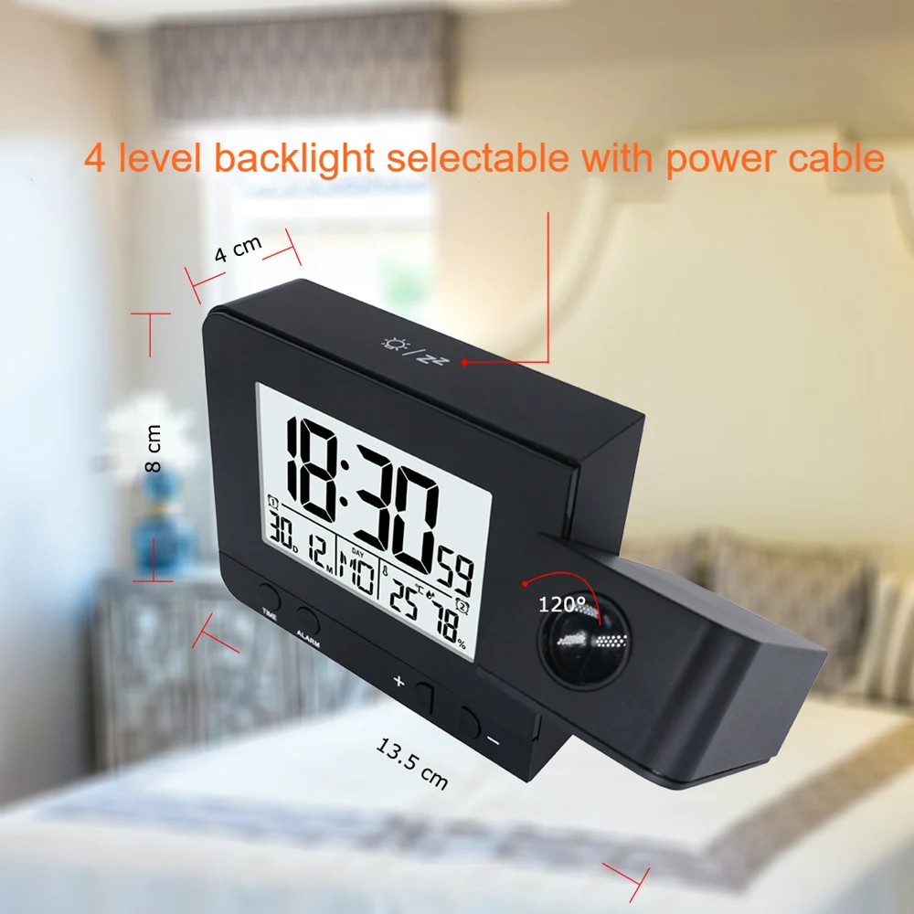 Projection Alarm Clock Digital Snooze Function Backlight Wall Desk Table Clock With Time Projection