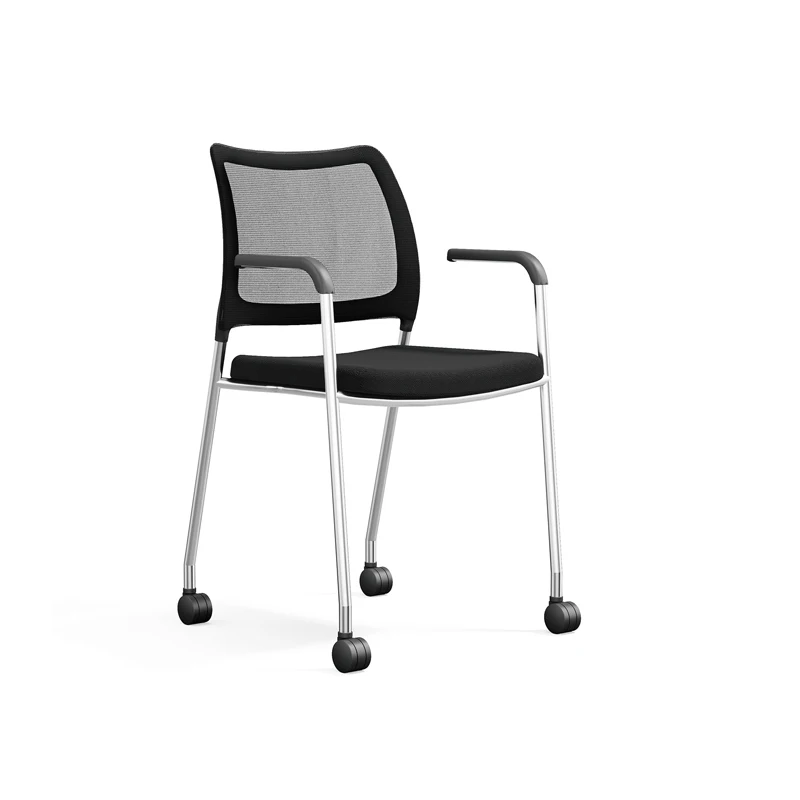 PP Plastic resin Chair Shell Frame Training Conference Meeting Chairs with Armrest and Wheels