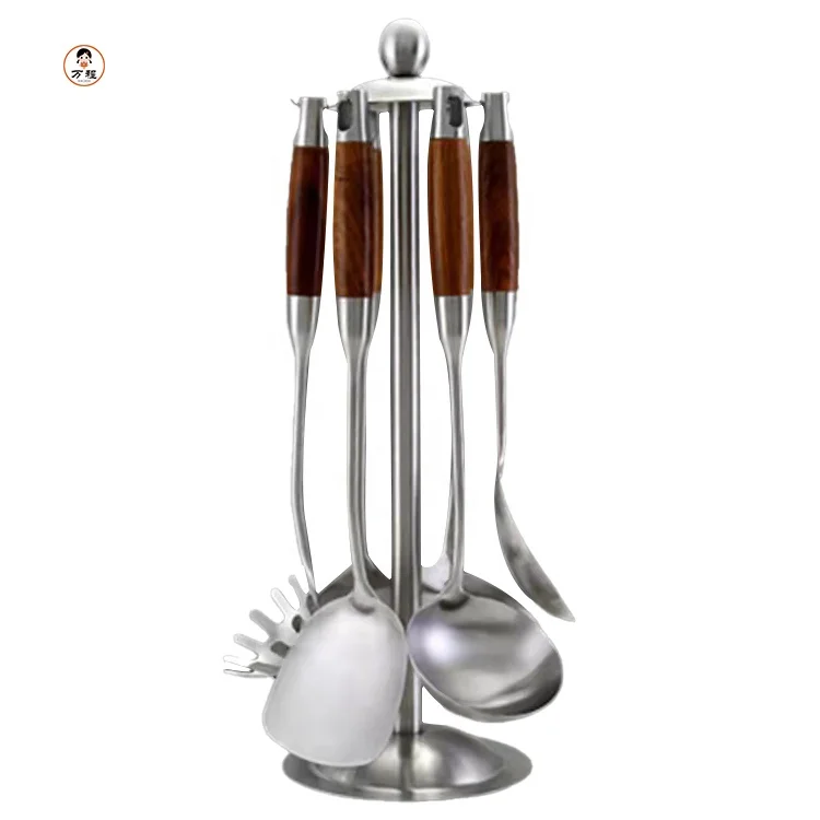 6 PCS Household Kitchen Utensils Stainless Steel Kitchenware Set With Bamboo Handle