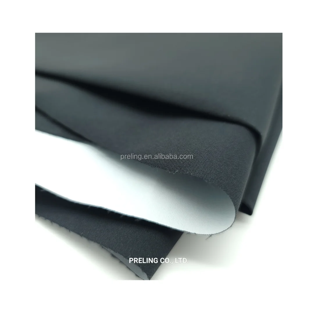 New collection polyester T400 canvas fabric oxford fabric PU film laminated cotton feel for jacket coat clothing