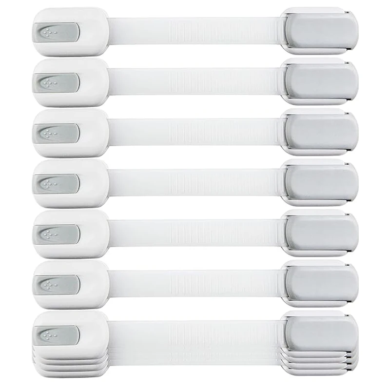 10PCS Child Safety Strap Locks Baby Protect Lock Adjustable Strap Length Kids Proofing Locks For Cabinets Drawers Fridge Toilet