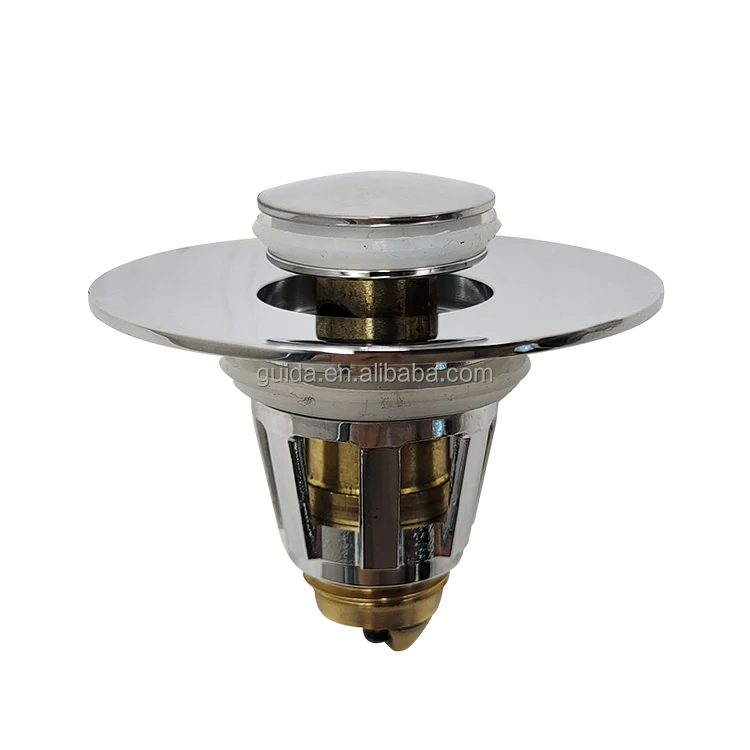 Hot Sale Brass Gun Grey Push Type Bullet Core Bounce Sink  Wash Basin Sink Plug Drain Filter Hair Catcher Pop-up Stopper