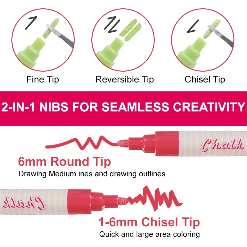 Wholesale Custom 8 Colors Chalk Markers Non-toxic Round Toe Assorted Liquid Chalk Marker for Blackboard Chalk Pen