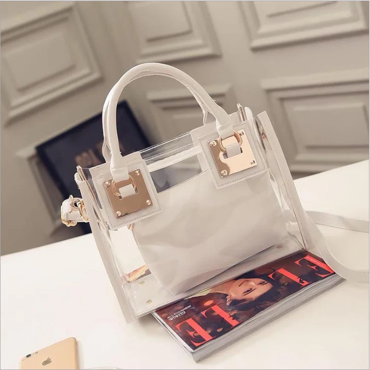 
New arrival large capacity two-piece Laser clear jelly bag wholesales Designer Purse Crossbody Bag for women 