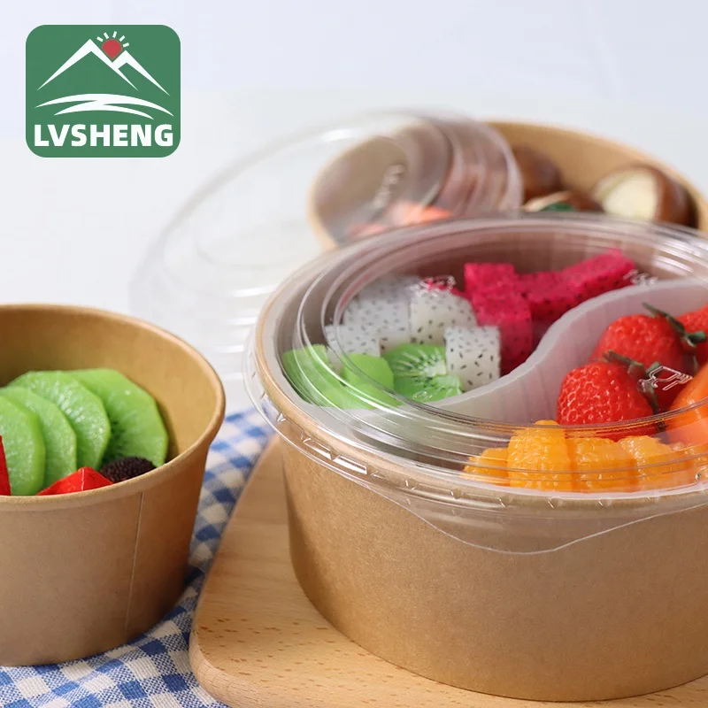 Wholesale food grade disposable kraft recyclable 500 ml paper bowl