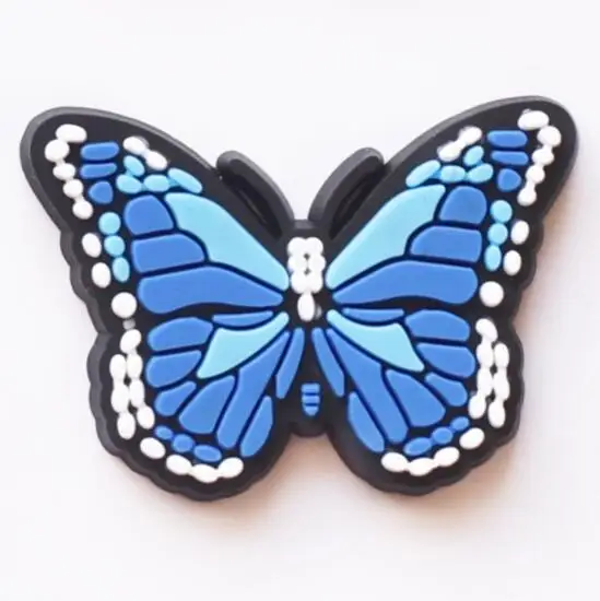 Hot selling PVC soft rubber hole shoe buckle detachable wrist strap decorative buckle cartoon colorful butterfly shoe charms