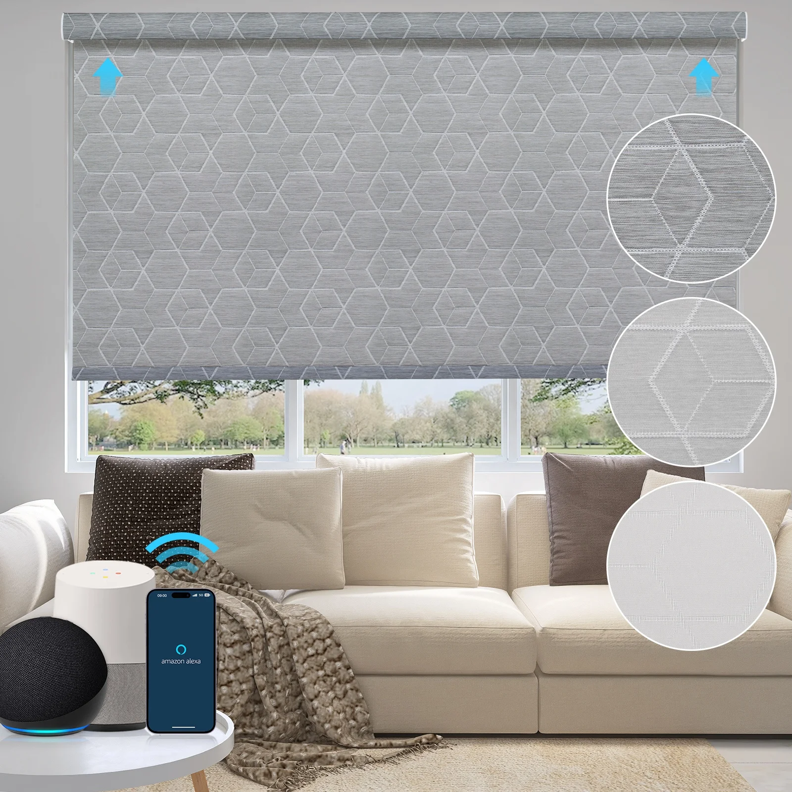 smart blinds alexa sunscreen roller shade jacquard window blinds fabric roller blind Persianas persianas y cortinas persianas