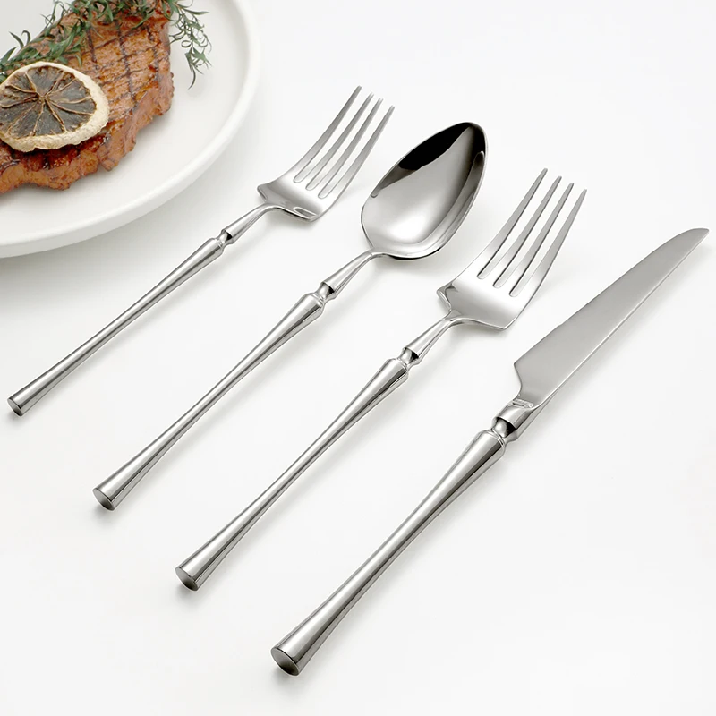 2024 New Products 304 SUS Wedding Spoons Fork Knife  Mirror Luxury Flatware Set Silverware