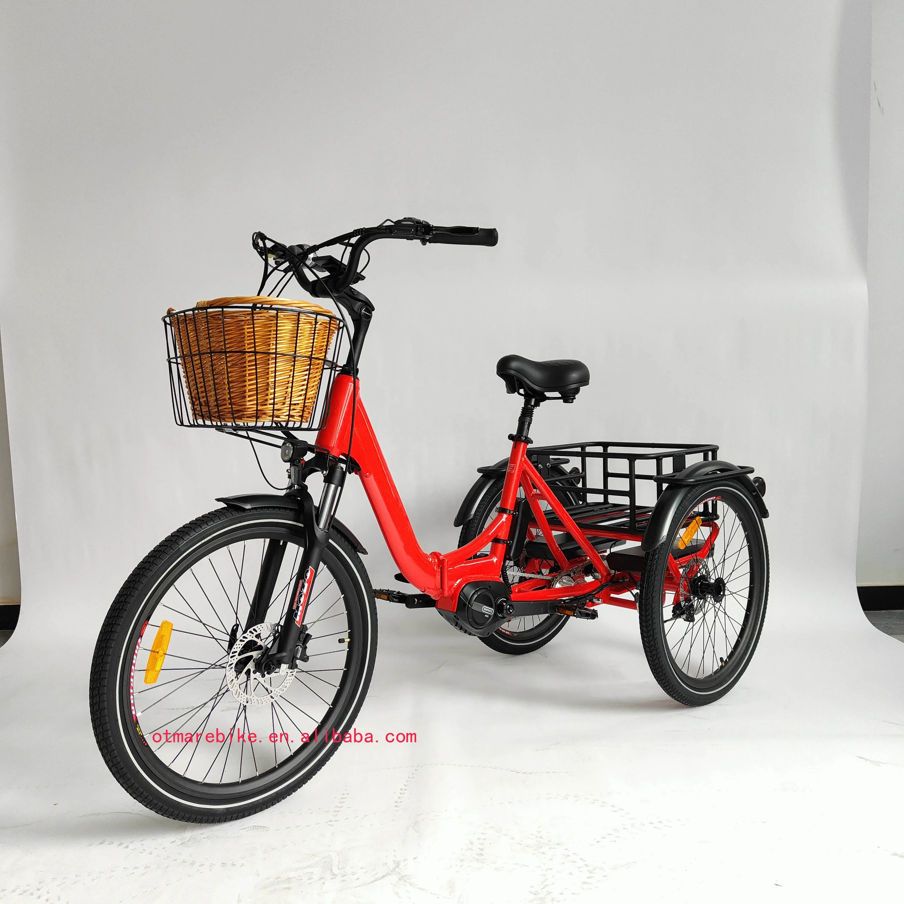 Direct Sale High Quality 20inch City Ebike With Basket Electric Tricycle Mid Drive Bike Three Wheels Adult Cargo Electric Bike