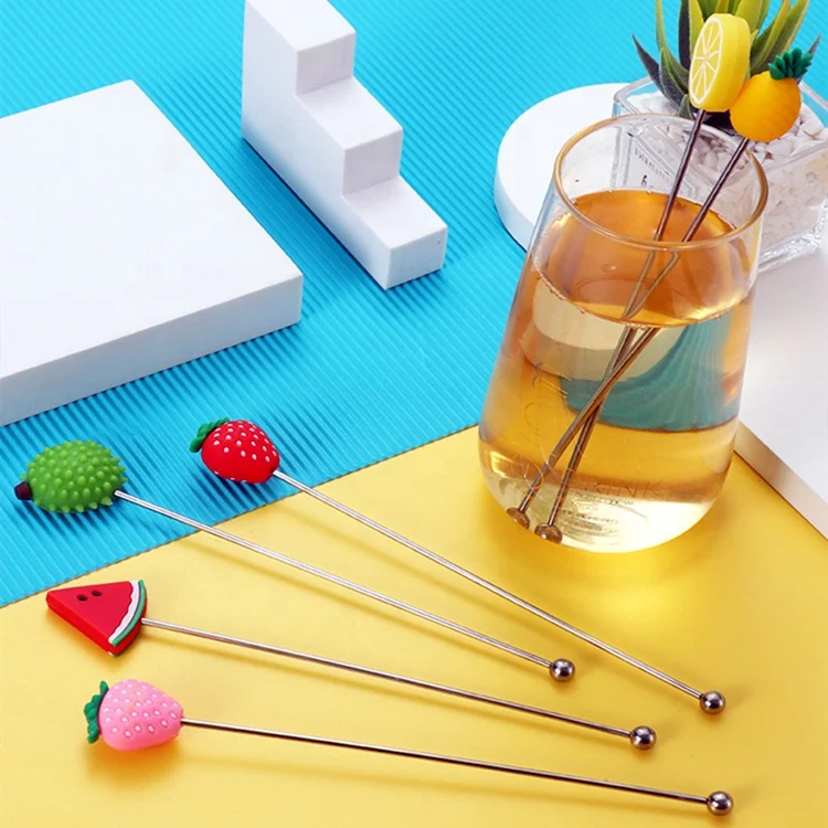 New Design Silicone Fruit Shape Round Stirrer-Transparent Swizzle Stick-Cocktail Stick Stirrer