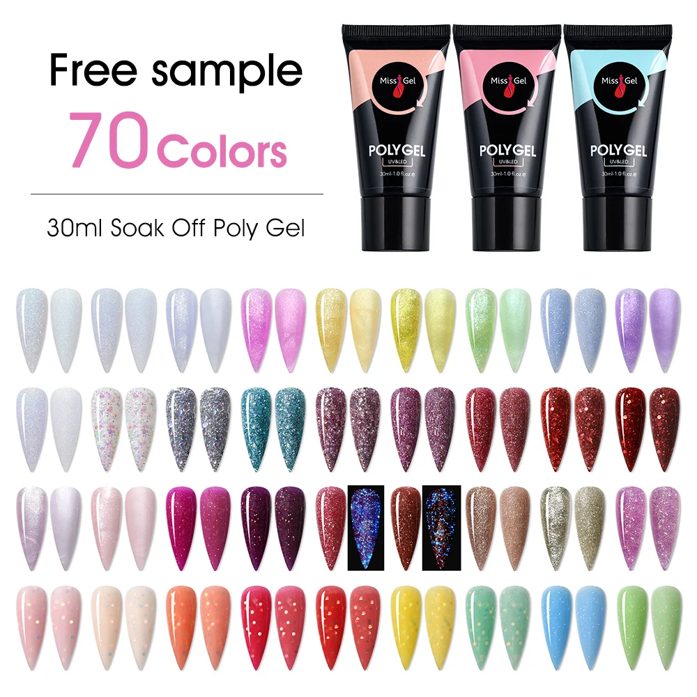 70 Glitter Color Poligel Wholesale Nail Supplies UV Poly Gel Polish Nail Poligel