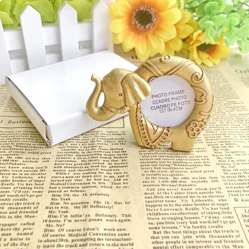 Wholesales OEM Lucky Golden Elephant Photo Frame Indian Themed Wedding Baby Shower Favors