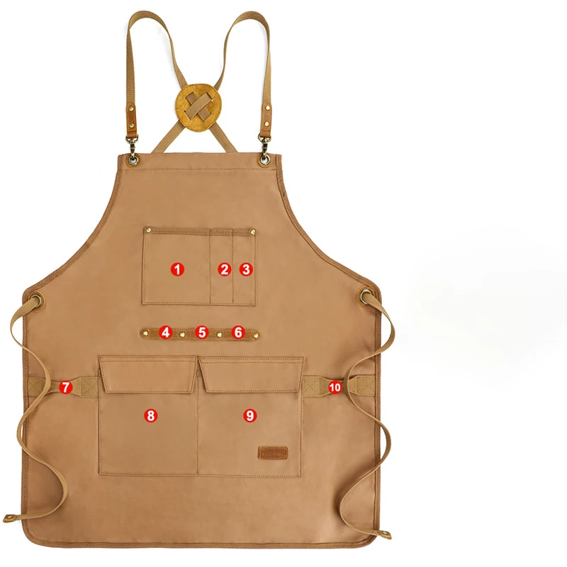 High quality Durable Goods Unisex Canvas Work Apron with Tool Pockets Cross-Back Straps Adjustable for Woodworking Painting