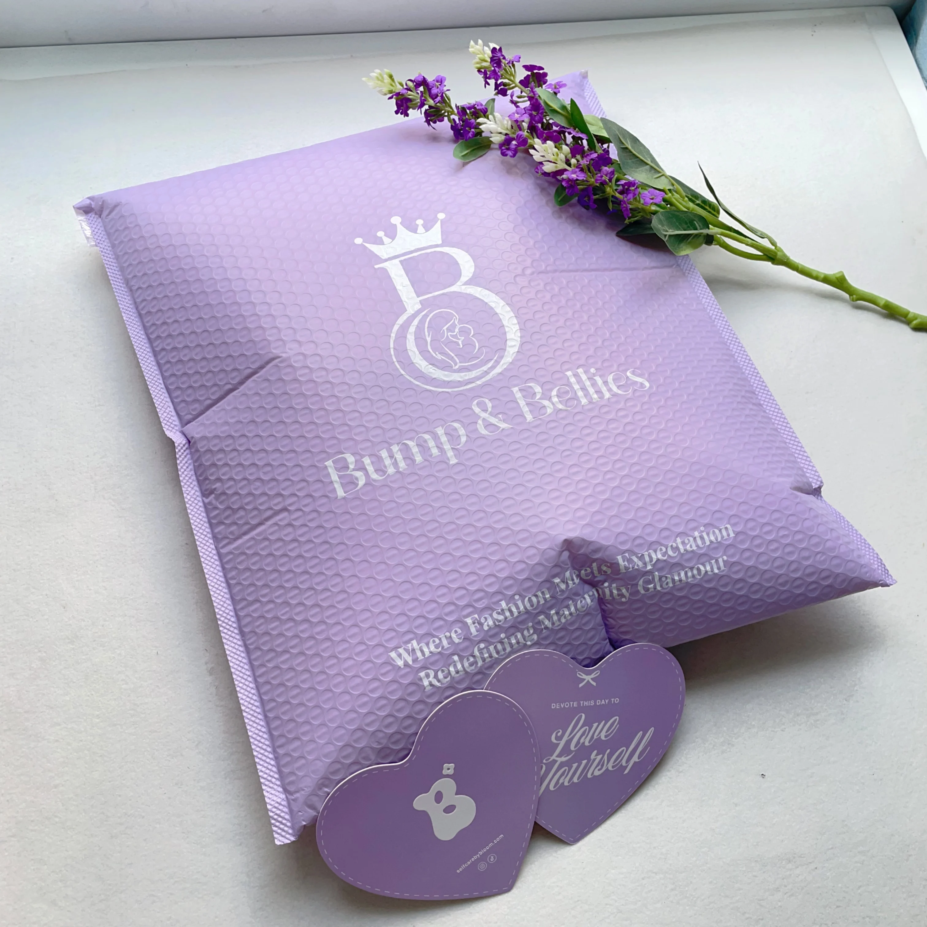 Custom Logo Purple Color Shipping Postal Courier Poly Bubble Mailer Bags Plastic Padded Envelopes Cosmetics Bubble Mailing Bag