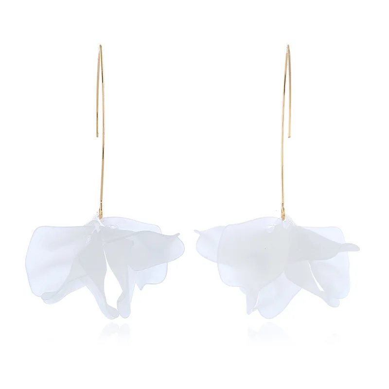 2020 New Korea Style Fashion Pressed Flower Earring Hook Dangle Long Earrings
