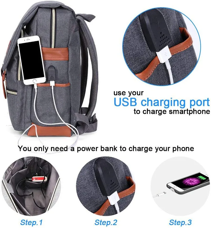 new computer backpack personality retro male and female outdoor canvas large travel bag fashion backpack with USB