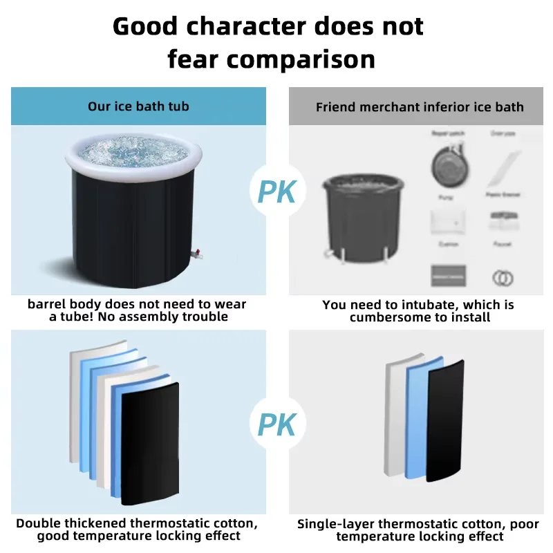 Bathtub Water Therapy Recovery Outdoor Indoor Foldable Adults Athletes Fitness Spa Inflatable Portable Pvc Round Ice Tub