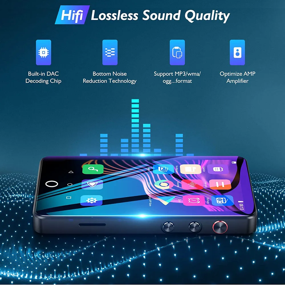 Large Touch Screen Type-C Music Player with APP Store Video Movie Playback MP3 MP4 Player support Multi- language