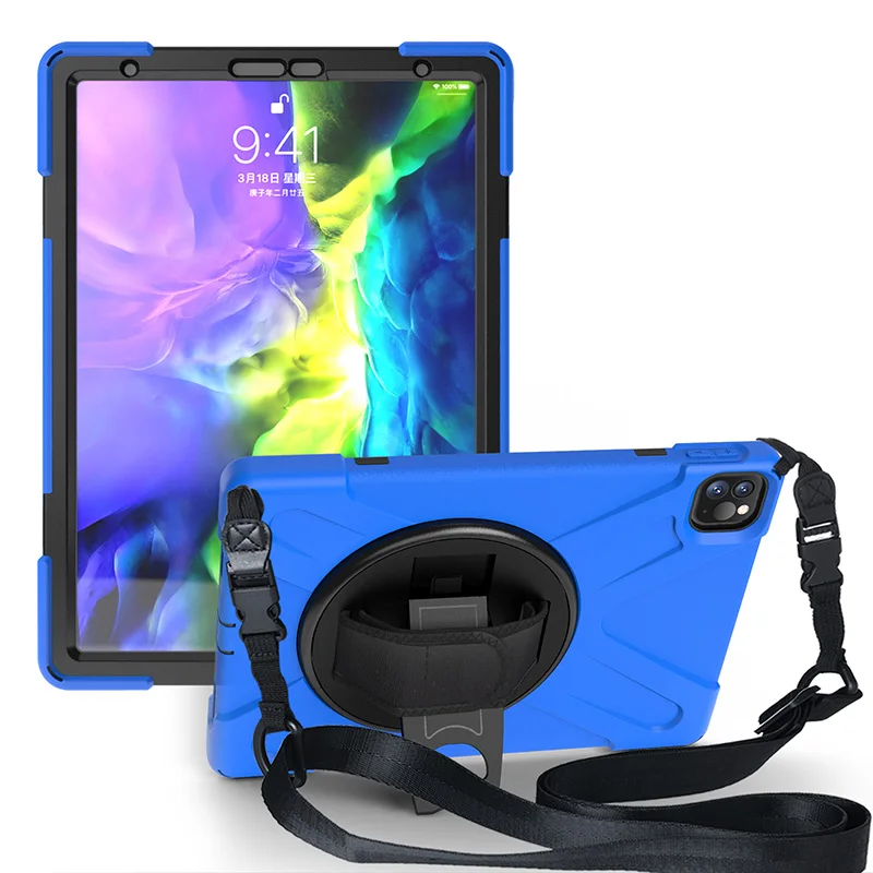 360 градусов вращающийся стенд чехол для планшета с плечевым ремнем iPad pro 11 2018 2020 универсальный черный