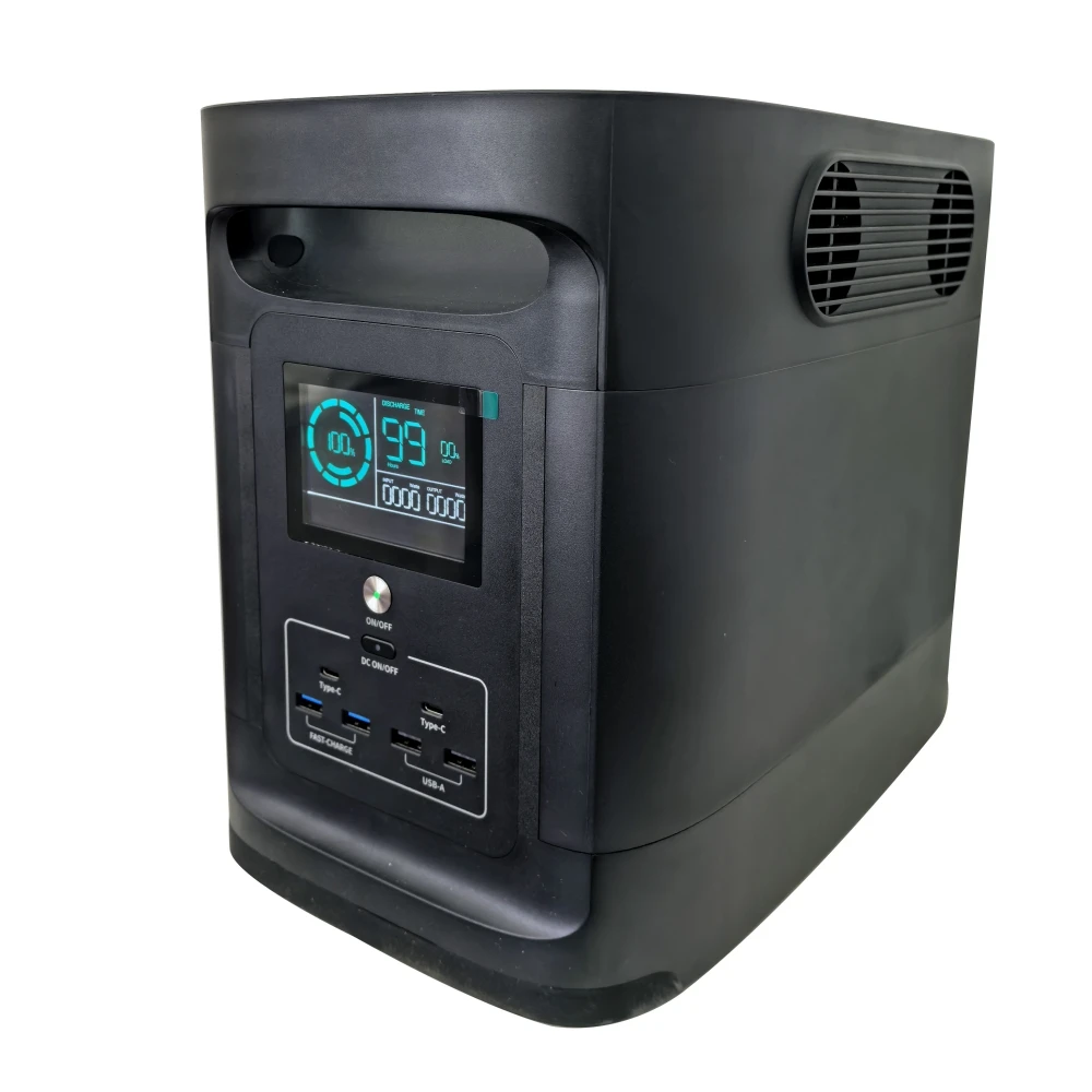 Portable 2200W bidirectional energy storage power supply for outdoor camping charging