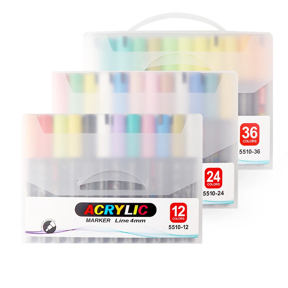 ANI 12/24/36 colors 0.4mm permanent acrylic paint marker pens custom sets acrylic water based markers