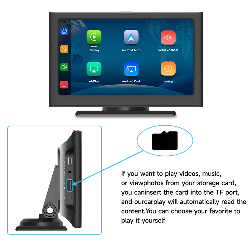 Maustor 7 Inch Touch Screen Car Stereo HD IPS Wireless Carplay Android Auto Mirror Link Portable Car Radio