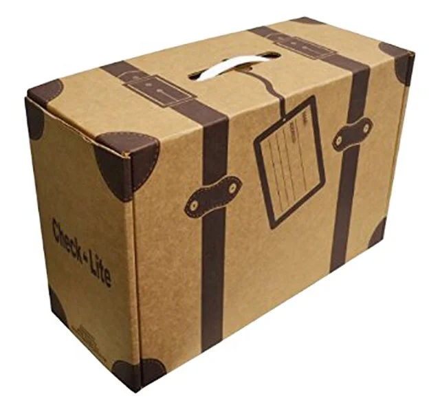 
3 ply corrugated paper cardboard suitcase box with handle 
