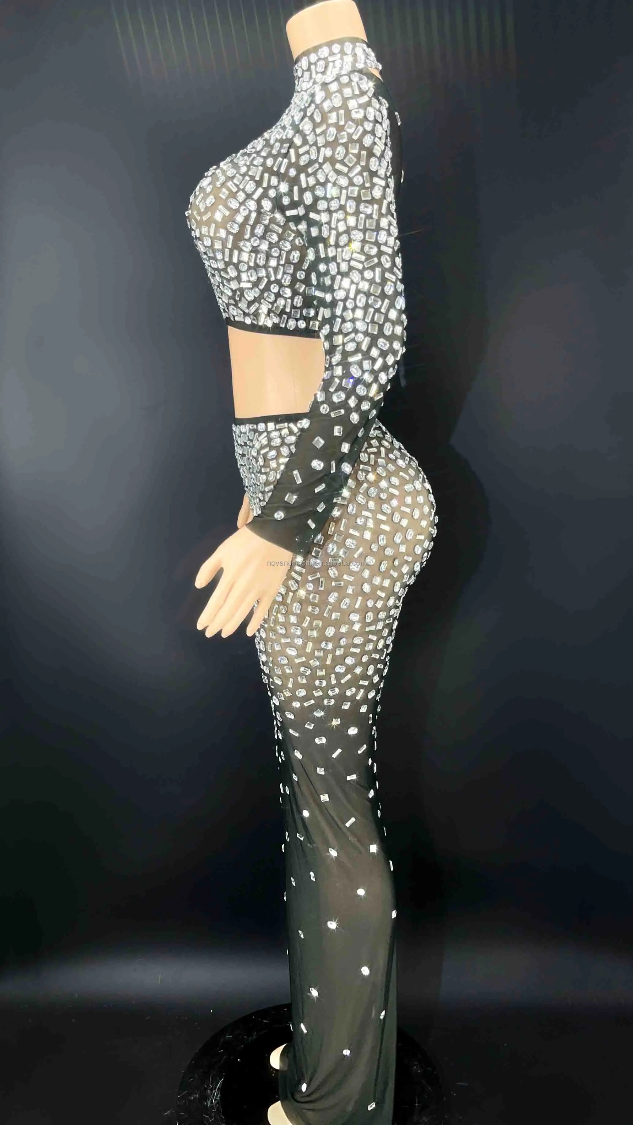 Элегантное блестящее вечернее платье 2022 черные стразы модное свадебное с кристаллами Клубное женское знаменитости