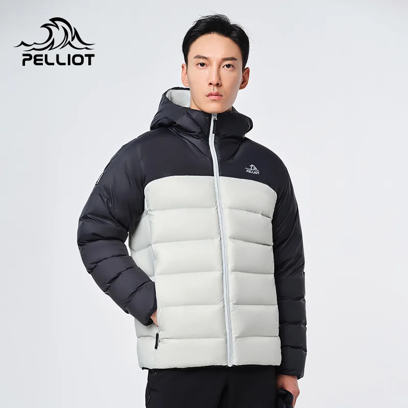 men women puffer down jacket grey goose down padding hooded snow warm winter coat wear