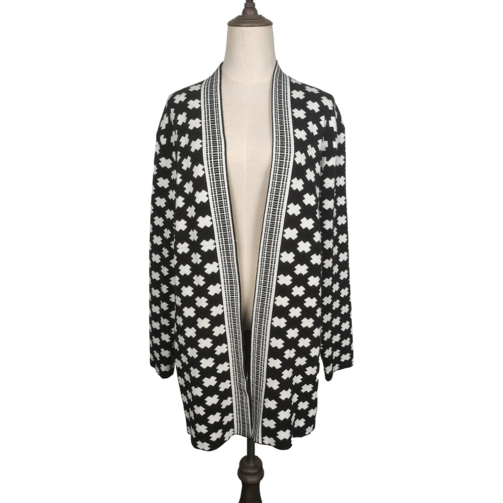 
Spring New Design Korean Fashion style Natural Print Loose Ladies cardigan Knitted Plus Size Sweaters 