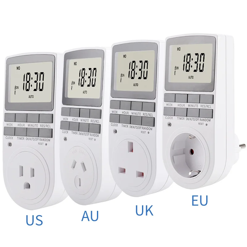 Au, Us, UK, Germany Type Weekly Digital Programmable Timer Switch Socket
