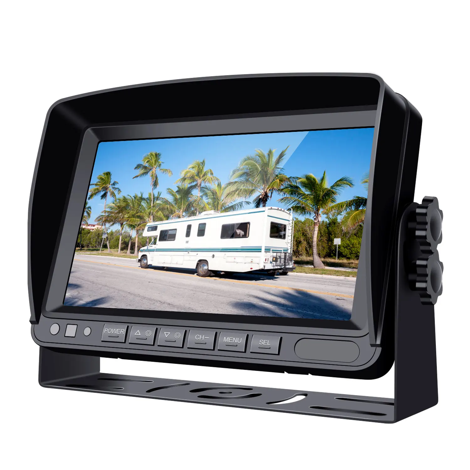 
Wired 7 Inch LCD 1080P FHD Screen Monitor for Truck Backup Camera Split Screen 2CH 4CH Dashboard Rear Vision Camera 