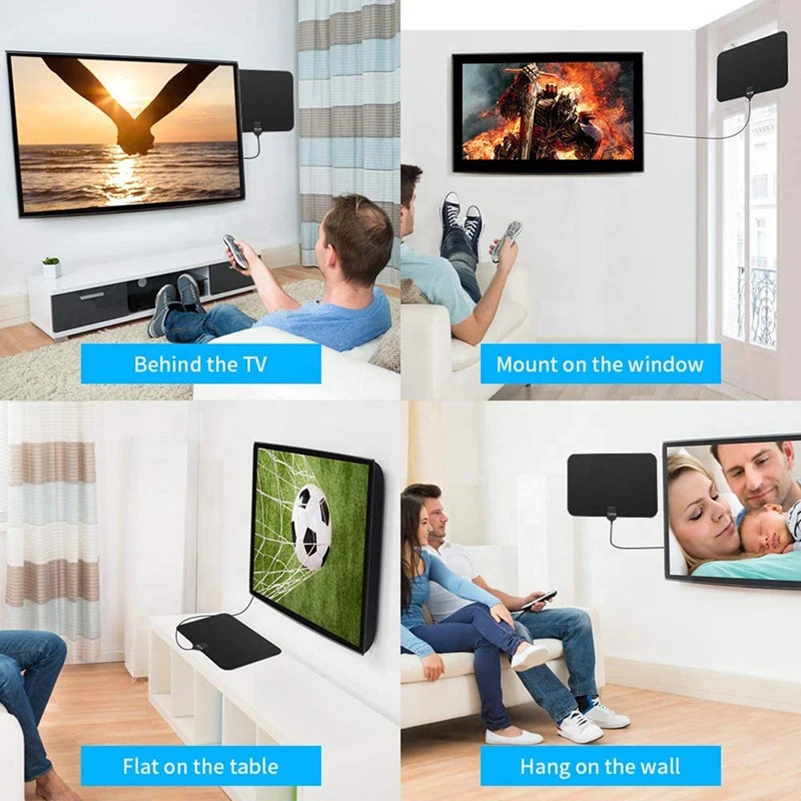 Заводская низкая цена 4k прямоугольная цифровая мини-антенна Hdtv для помещений усиленная антенна