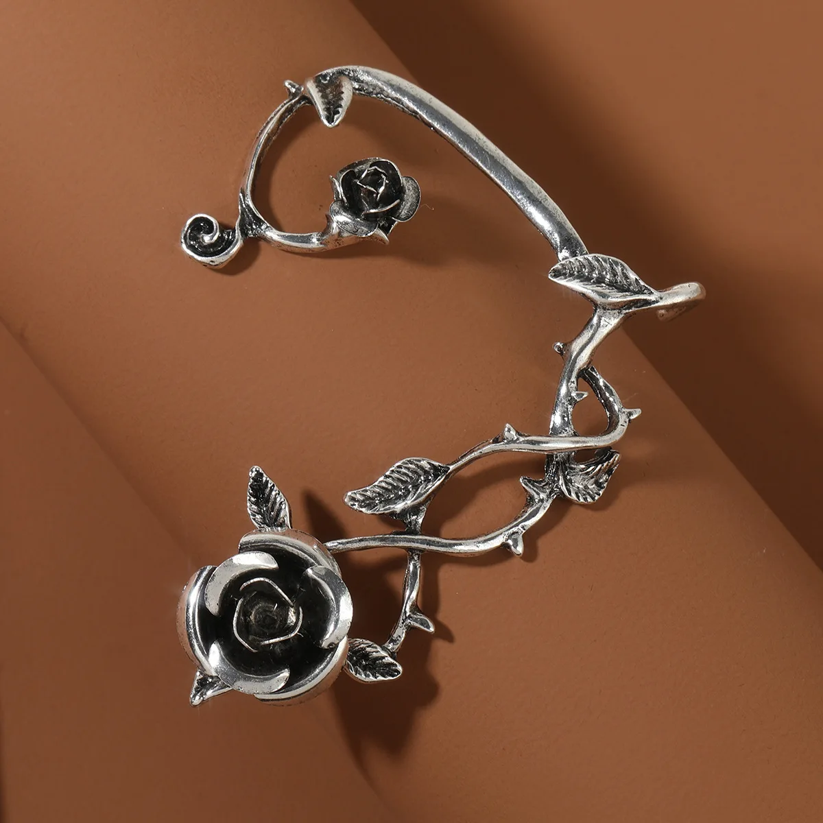 Vintage Cuff Wraps Climber Earrings Non Piercing For Women Snake Flower Heart Silver Ear Clip Wrap