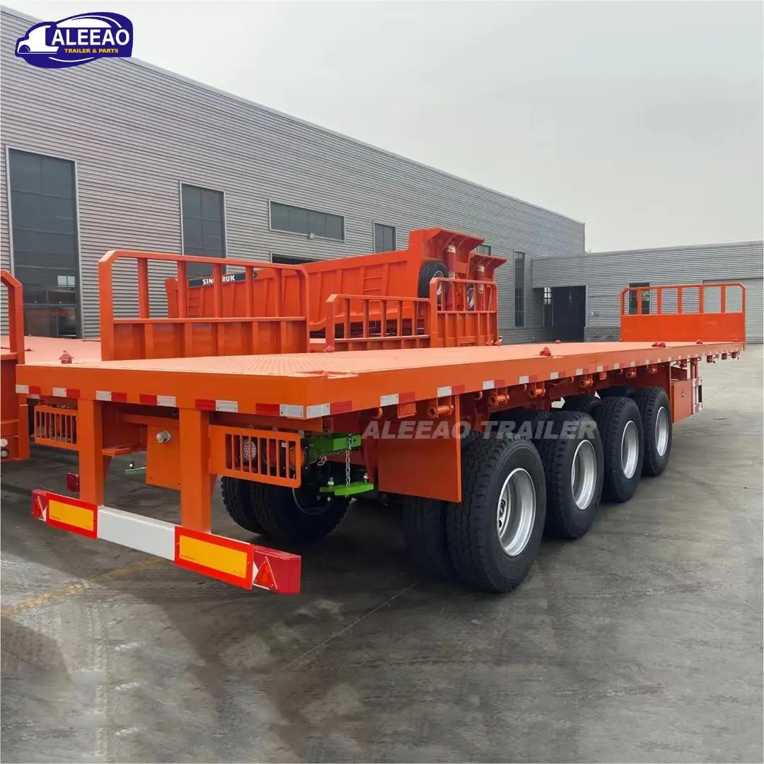 ALEEAO Liangshan Flatbed Truck Semi Trailer 40ft  4 Axles 80 Ton 40 ft For Sale With Twist lock container flatbed transport
