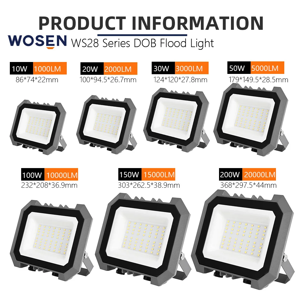 IP65 Explosion Proof LED Flood Lights 10W-200W for Outdoor Stadiums, Waterproof High Power Lighting with SMD Technology