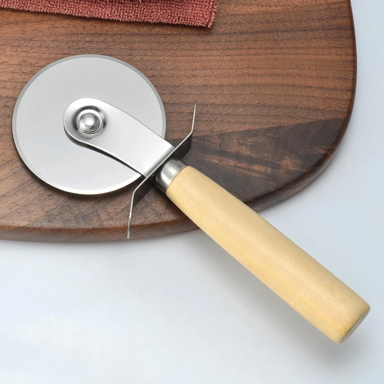 Classic wood handle stainless steel pizza knife Baking tool Pizza tool