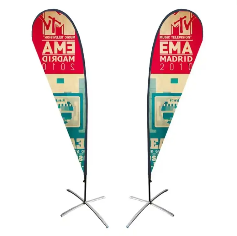 2024 Hot Selling  Custom Promotional Double-Side Feather Teardrop Beach Flag Banners For Advertising
