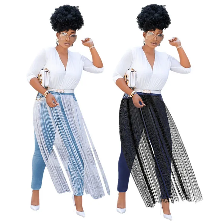 Factory Price Hot Selling Fashion Pure Color Slim-fit Stretch Pants Fringe Washed Jeans Pencil Pants Womens Casual Pants