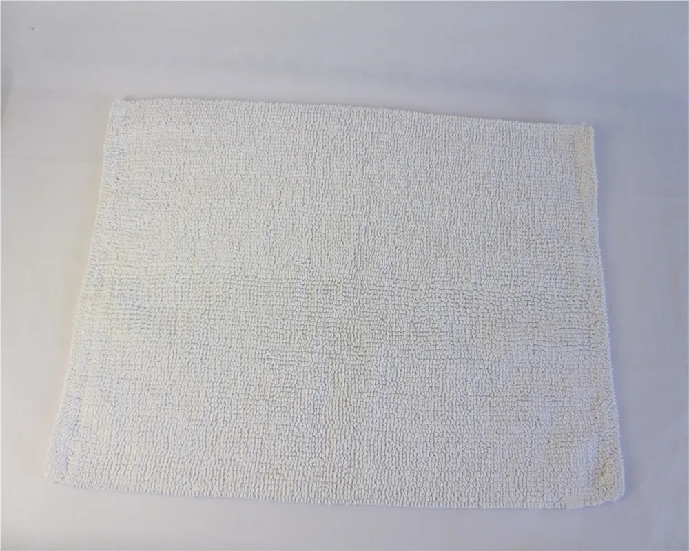 
100% cotton 68 white rectangular thickening highly absorbent anti skidding chenile bathroom mat 