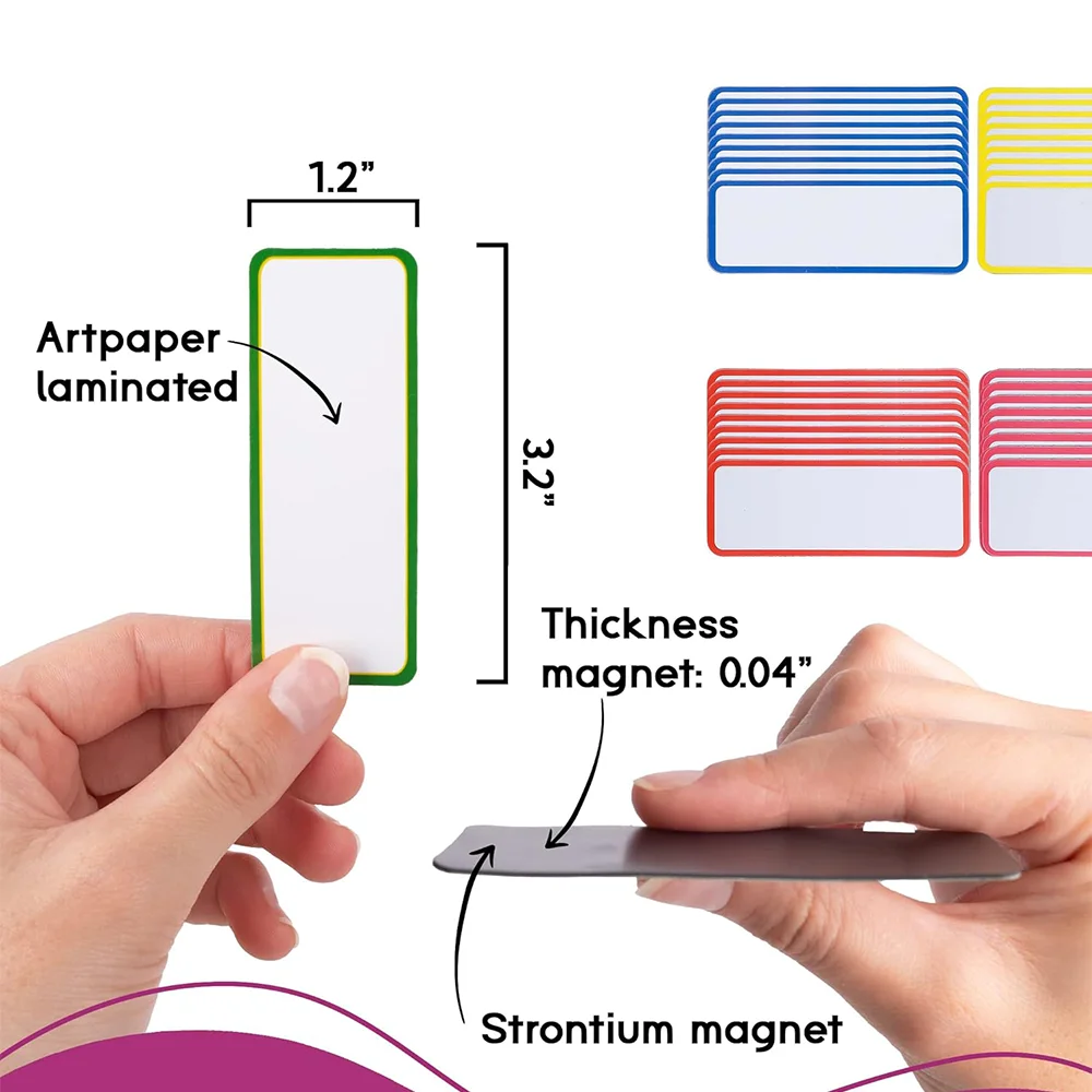 Magnetic Dry Erase Labels Reusable Strips for Classroom Home Office Garage Rridger Blank Writable Erasable Cards Name Tags
