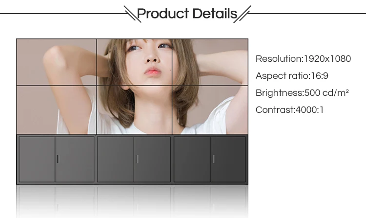 
55inch floor stand DID LCD splicing Video Wall for advertising display indoor seamless tv video wall with cabinet 