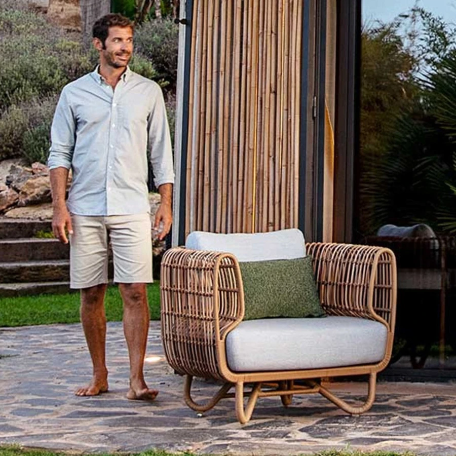 30% off Nordic Style Luxury Garden Rattan Outdoor Furniture Single Rattan Sofa Set